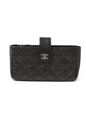 Chanel Pouch Card Case Coin Purse Leather Black